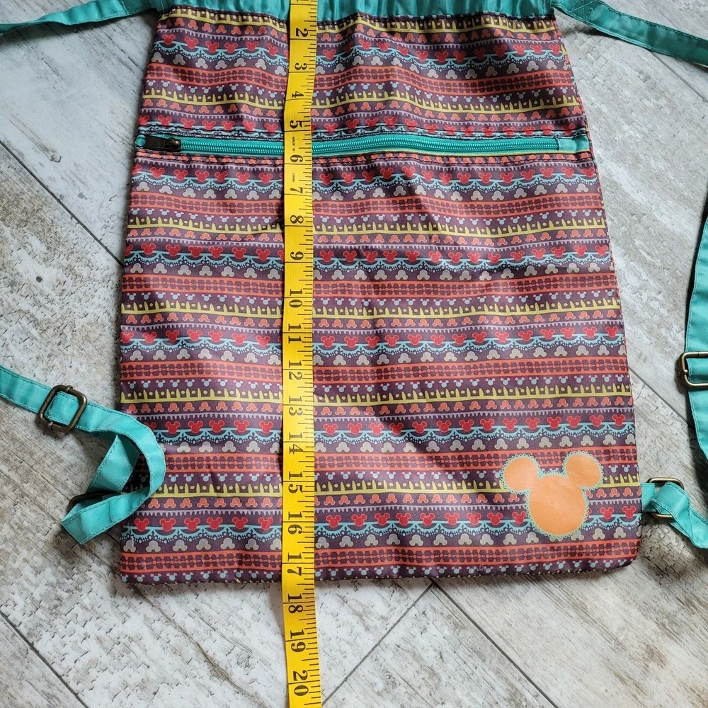 Disney Parks Animal Kingdom Safari‎ Print w/ Mickey Drawstring Backpack Boho Bag